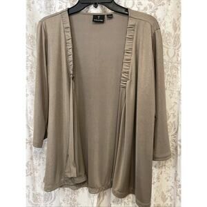 Travel By Tribal Open Cardigan - Women’s Size L - 3/4 Sleeves - Glittery Gold